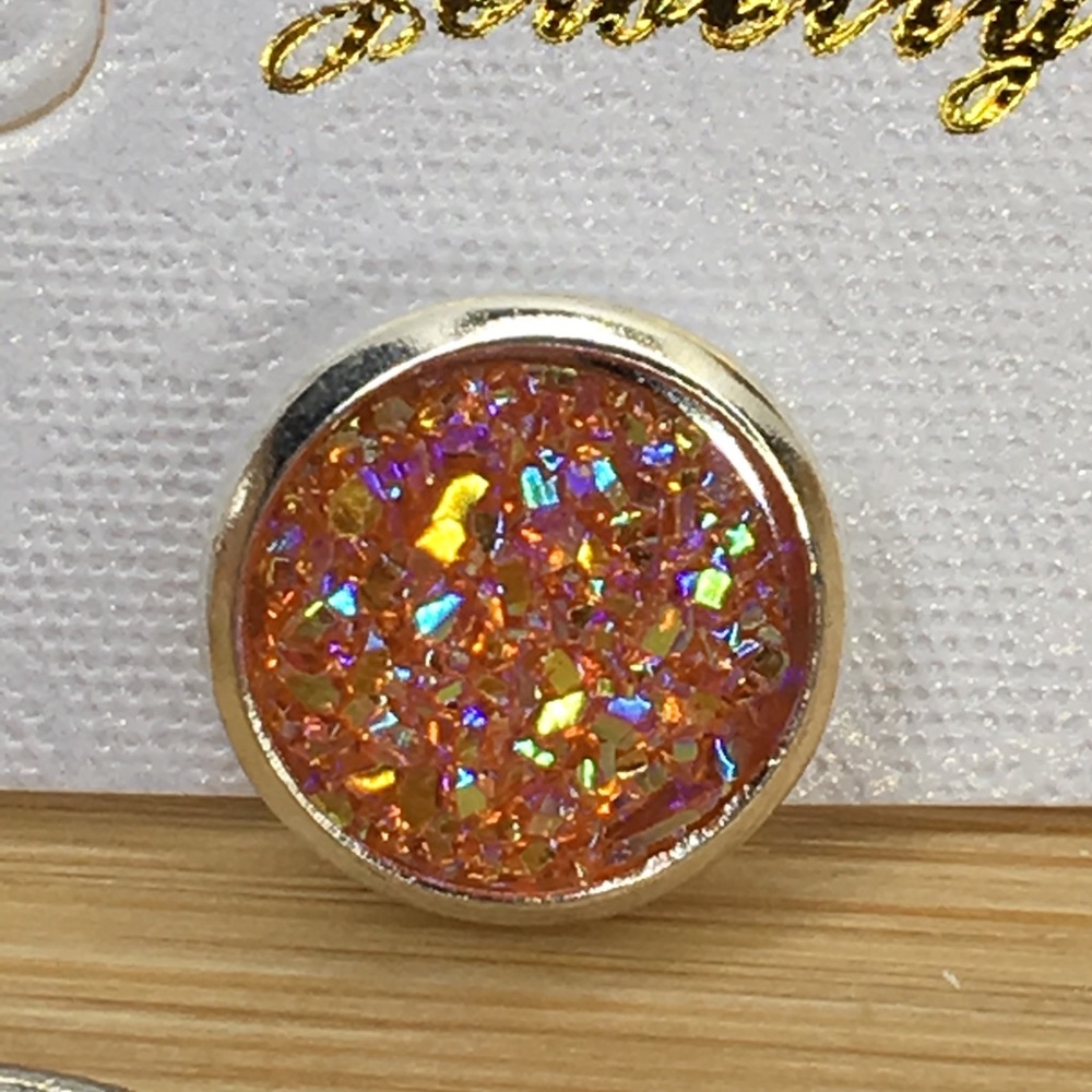 Orange Druzy Earrings - Picture 3 of 4